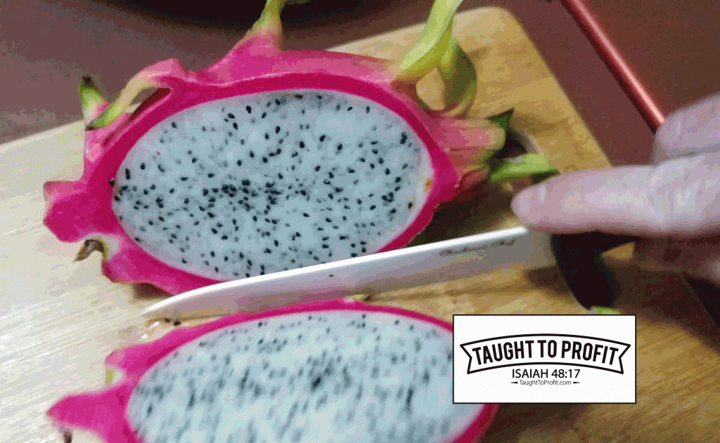 Cutting A Dragon Fruit In Half