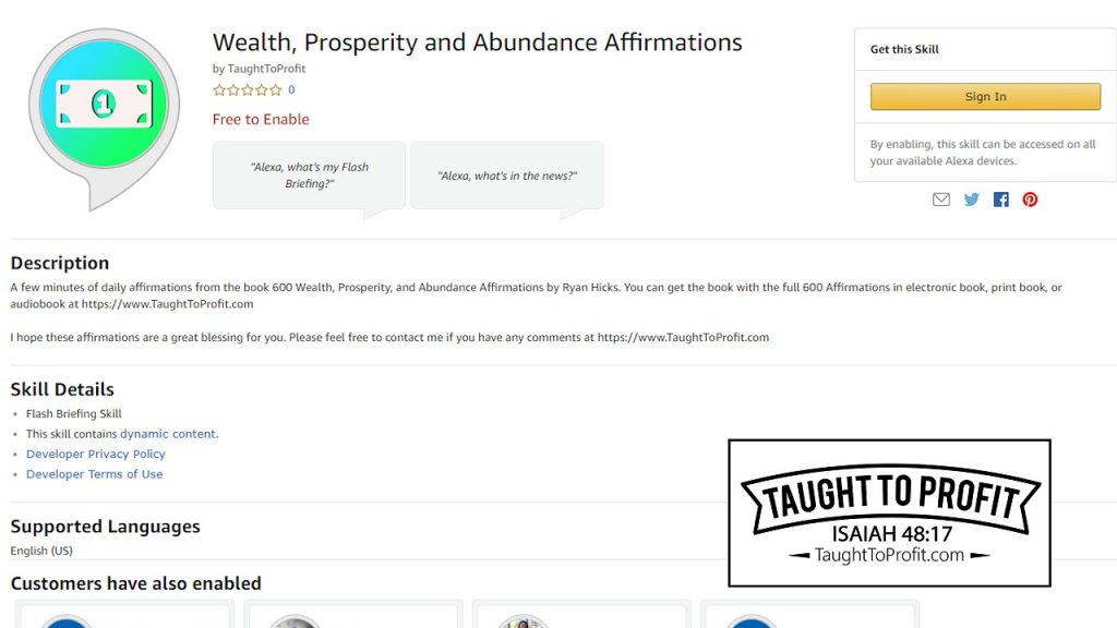 Alexa Flash Briefing Skill To Help Your Affirmations, Visualization, And Prosperity!
