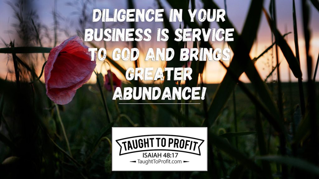 Diligence In Your Business Is Service To God And Brings Greater Abundance!